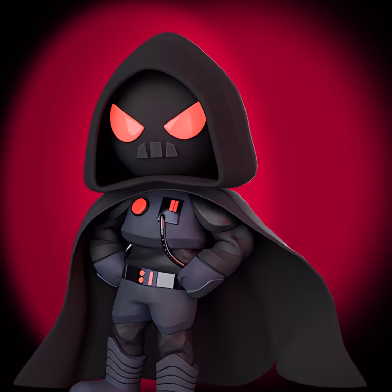 Personnage du SlotsVader Casino en costume noir tenant un sabre rouge, illustrant la sécurité et la rapidité des paiements en ligne.